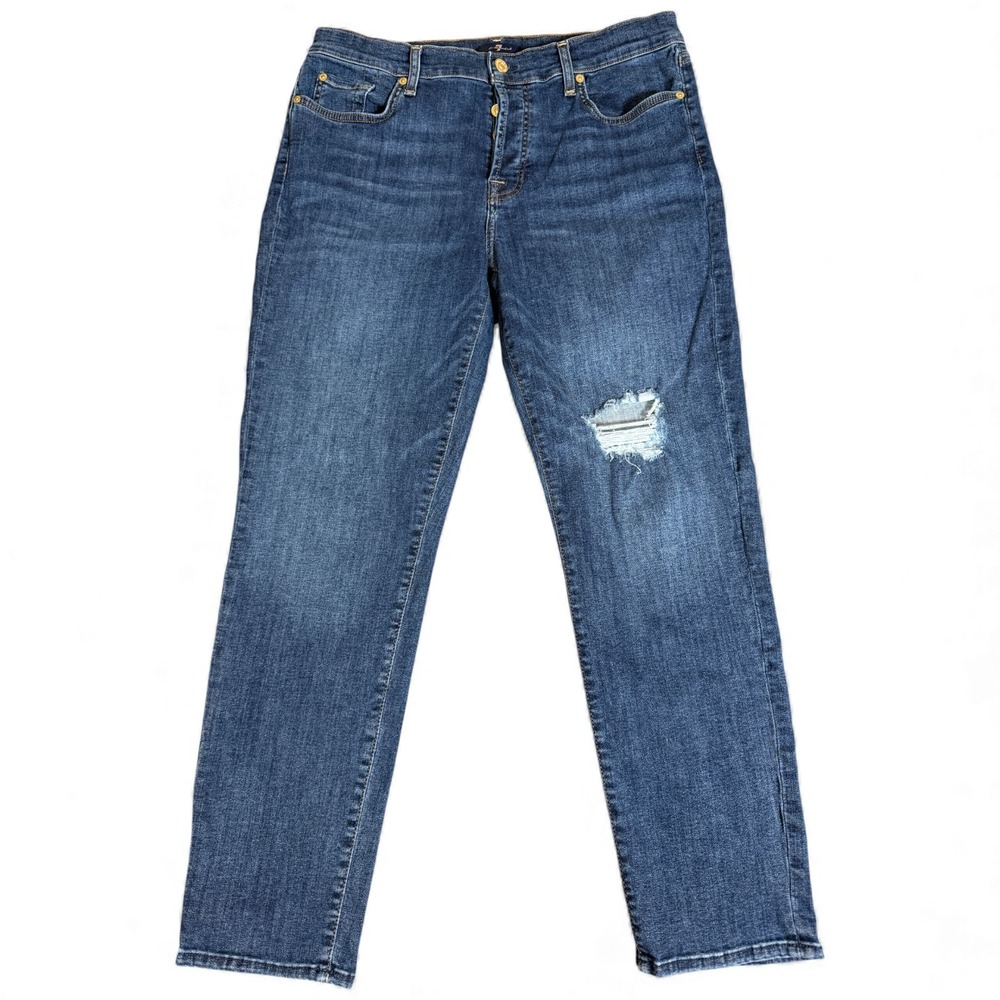 7 For All Mankind Josefina‎ Ankle Jeans Womens 32 Blue Denim Tapered Leg Causal
